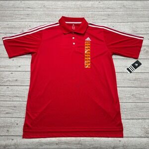 NEW Adidas Polo Shirt Men's 2XL Red 3-Stripe Climalite Short Sleeve Athleisure